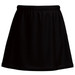A black skort with an elastic waistband and a flared design, suitable for casual or sporty wear.