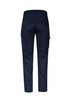 Men's essential basic stretch cargo pant in navy blue, featuring side pockets and a fitted design. Includes branding.