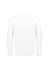 A white long sleeve men's performance tee, featuring a plain design and a branding logo.