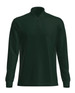 A long-sleeve polo shirt in dark green, featuring a collar and a logo.