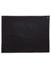 A black canvas short waist apron featuring a front pocket and two brass buttons at the top.