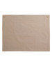 A beige canvas short waist apron featuring a large pocket and two button accents.