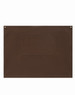 A brown canvas short waist apron with a front pocket and two side snaps. Features a simple design.