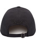 A black runner's cap featuring a perforated design and an adjustable strap at the back.