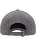 A grey 4-way stretch cap with laser-cut ventilation holes at the back and an adjustable strap.