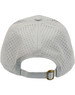 A grey 4-Way Stretch Laser Cut Runner's Cap with a perforated design and an adjustable back strap.