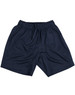 Navy blue bamboo charcoal sports shorts with an elastic waistband and drawstring, featuring pockets on the sides.