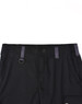 Unisex black utility stretch cargo work shorts featuring pockets and a branded logo. Elastic waistband with belt loops.