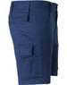 Unisex cotton stretch ripstop work shorts in navy, featuring multiple pockets and a fitted design.