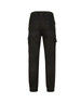 Unisex cotton stretch drill cuffed work pants in black, featuring a relaxed fit and multiple pockets.
