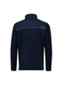 A navy unisex polar fleece with a 1/4 zip design, featuring a logo on the front.