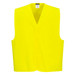 A bright yellow Hi-Vis vest with a simple sleeveless design and a label inside.