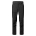 Black work trousers featuring a zippered pocket and varied fabric panels. The design includes a logo on the waistband.