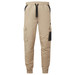 Beige lightweight pants with cargo pockets and an elastic waistband, featuring a logo on the side.