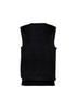 A black Milano men's vest with a sleek, sleeveless design and ribbed hem. It features a branding logo.