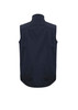 A black men's vest featuring a high collar and a smooth back design, complete with a logo.
