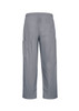 Classic unisex scrub cargo pants in grey with two side pockets and an elastic waistband. Features a logo.