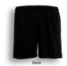 Black kids' plain sports shorts featuring an elastic waistband and a simple design. Includes a logo on the waistband.