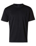 A black short sleeve tee featuring a simple design and a subtle logo. Ideal for casual wear.