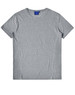 A grey short-sleeve t-shirt with a logo, featuring a smooth, heathered texture and a classic design.