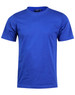 A blue men's cotton semi-fitted tee with short sleeves. The tee features a logo on the label.