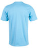 A light blue men's semi-fitted cotton t-shirt with a plain back and short sleeves. It features a branding logo.
