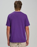 A men's cotton semi-fitted tee in purple, viewed from the back, featuring a simple design and a logo.