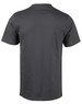 A grey kid's cotton semi-fitted tee with short sleeves and a plain back design. It features a brand logo.