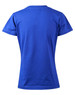 A blue semi-fitted cotton T-shirt for ladies, featuring a simple design and short sleeves.
