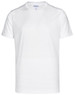 A white short-sleeve performance t-shirt with a logo on the chest. Ideal for athletic and casual wear.