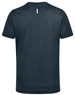 A men's short-sleeve performance tee in navy blue, featuring a logo on the back. Lightweight design suitable for activewear.