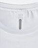 A white lightweight performance t-shirt featuring a label at the neckline and a simple design.