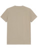 A beige men's premium cotton tee featuring a simple design and short sleeves, with a branding logo.