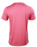 A red short sleeve tee with a simple design and a logo on the back.