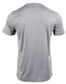 A grey men's short sleeve tee with a smooth texture and a logo on the back.