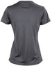 A grey short sleeve tee with a fitted design and a logo on the back.