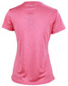 A short sleeve tee in a vibrant pink hue, featuring a smooth texture and a fitted silhouette. It has a logo on the back.