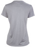 A grey ladies' short sleeve tee with a fitted style and a simple design, featuring a logo on the back.