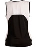 A sleeveless singlet in black and white with a breathable mesh design and a branded logo.