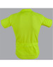 A unisex cycling top in bright yellow with a back pocket and a logo.