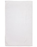 A white golf towel measuring 38 x 65 cm with a simple design and an attached logo.
