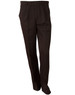 Men's permanent press pants in dark brown, featuring a straight-leg design and a button closure.