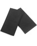 Removable knee pads in black, featuring a smooth texture and a flexible design, with a logo present.