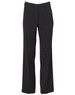 Black ladies' permanent press pants with a tailored fit, featuring a classic slacks design and a waistband.