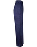 Navy cotton drill cargo pants with pre-shrunk fabric and knee pads, featuring pockets and a side view.