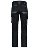 Unisex utility stretch cargo work pants in black with grey accents, featuring multiple pockets and a logo.