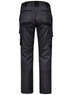Unisex utility stretch cargo work pants in black, featuring multiple pockets and a logo on the back.