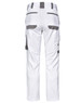 Unisex utility stretch cargo work pants in white, featuring multiple pockets and a logo.