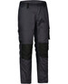 Unisex utility stretch cargo work pants in black with contrasting black panels and multiple pockets.