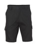 Men's heavy cotton pre-shrunk drill shorts in black, featuring cargo pockets and a branded label.
